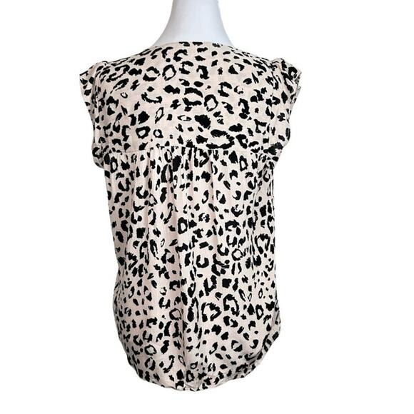 Savanna Jane Leopard Top Womens Size M Floral Embroidered Ruffled Multicolor - Picture 3 of 11